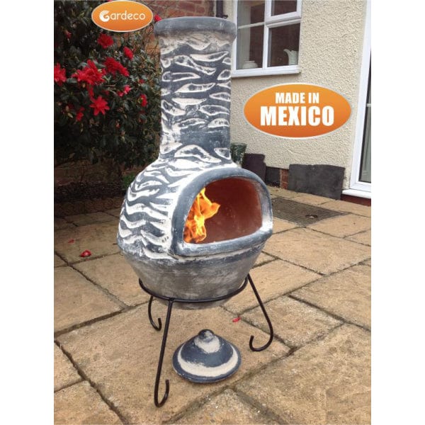 Gardeco Large Olas Mexican Chiminea In Bluey Grey | SKU: C21O.07 | Barcode: 5031599035154