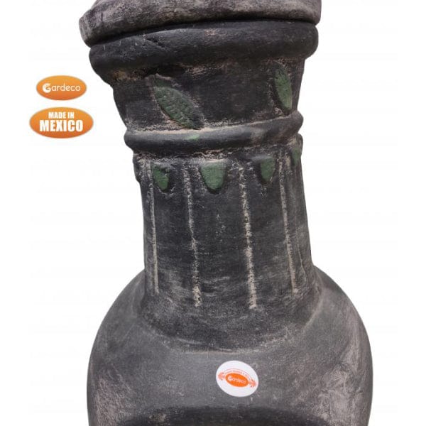 Funnel Of Gardeco Extra Large Mexican Hoja (Leaf) Chiminea In Grey & Green | SKU: C5H.73 | Barcode: 5031599050621