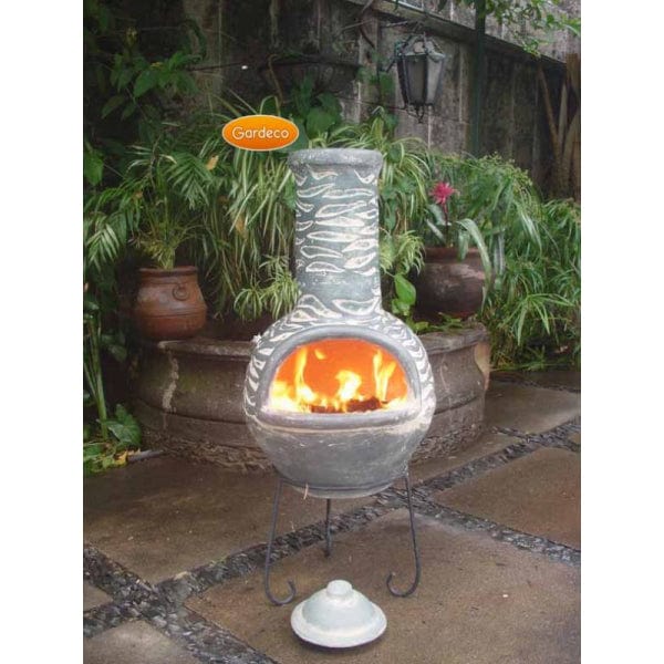 Gardeco Large Olas Mexican Chiminea In Bluey Grey | SKU: C21O.07 | Barcode: 5031599035154