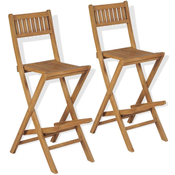 vidaXL Folding Outdoor Bar Stools 2 pcs Solid Teak Wood