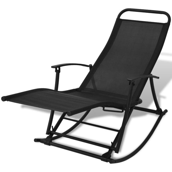 vidaXL Garden Rocking Chair Steel And Textilene Black