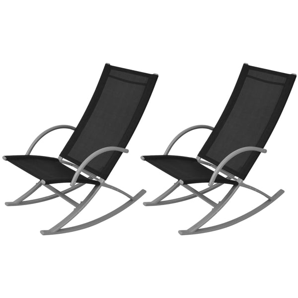 vidaXL Garden Rocking Chairs 2 pcs Steel And Textilene Black