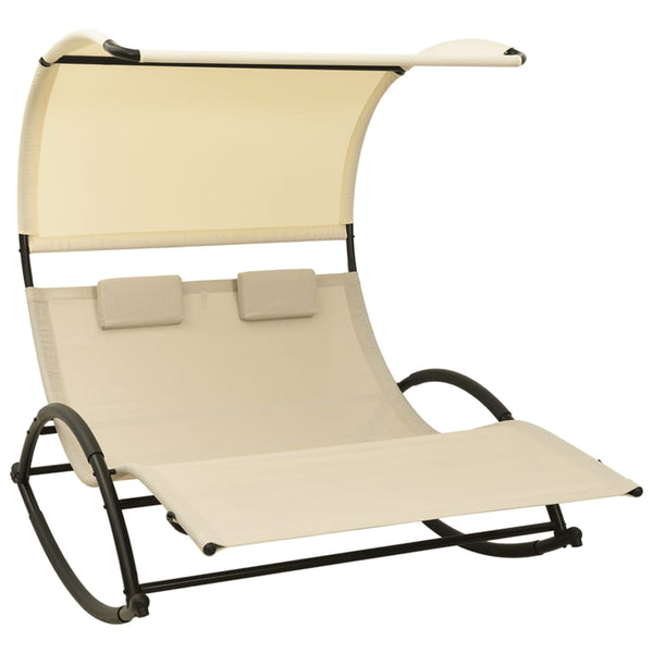 Sling double outdoor rocking clearance chaise lounge chair with canopy