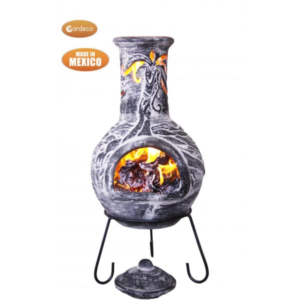 Gardeco Wyre EL Dragon Grey Chiminea With Cut-Outs To See Flames With Burning Fuel Inside | SKU: WYRE.55 | Barcode: 5031599048567