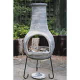 Gardeco Extra Large Mexican Dos Bocas (2 mouths) Chiminea In Grey In A Garden Setting | SKU: C8DB.56 | Barcode: 5031599051307