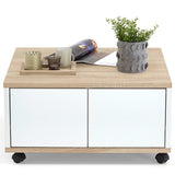 FMD Mobile Coffee Table 70x70x36 cm Oak and Glossy White | SKU: 428799 | Barcode: 4029494116635