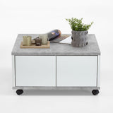 FMD Mobile Coffee Table 70x70x35.5 cm Concrete And Glossy White | SKU: 428800 | Barcode: 4029494116642