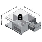 FMD Mobile Coffee Table 70x70x35.5 cm Concrete And Glossy White | SKU: 428800 | Barcode: 4029494116642