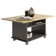 FMD Coffee Table With Castors Artisan Oak And Black | SKU: 436999 | Barcode: 4029494125354