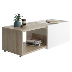 FMD Extendable Coffee Table White And Oak | SKU: 437013 | Barcode: 4029494125996