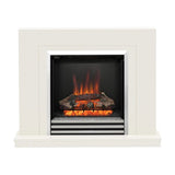 FLARE Colby 38" Timber Electric Fireplace In Soft White Finish With Integrated Widescreen Electric Fire In Chrome