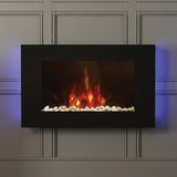 FLARE Azonto 35" Wall Mounted Electric Fire With Pebble Bed And Blue Ambient Back Lighting