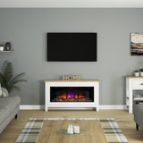 FLARE Poulton 50" Electric Fireplace Console Unit In A Room Setting With TV Above