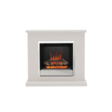 FLARE Elsham 40" Timber Electric Fireplace In Soft White Finish With Integrated Widescreen Electric Fire In Chrome