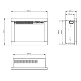 Dimensions And Drawings Of FLARE Adali 26″ Wall Mounted Inset Electric Fire