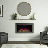 FLARE Avella 34" Inset Wall Mounted Electric Fire In A Black Nickel Finish In A Room Setting