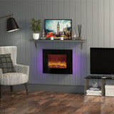 FLARE Quattro 25" Curved Wall Mounted Electric Fire With Purple Back Lighting In A Room Setting
