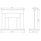 Dimensions / Drawings Of FLARE Isabelle 45" Manila Micro Marble Fireplace Surround With Undermantel Lighting