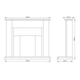 Dimensions Of FLARE Elda 48" White Micro Marble Fireplace Surround