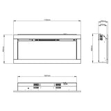 Dimensions Of FLARE 45" Avella Grande Inset Wall Mounted Electric Fire