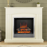 FLARE 44" Linmere Electric Fireplace In Soft White Finish With Widescreen Chrome Electric Fire