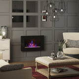 FLARE Azonto 35" Wall Mounted Electric Fire With Crystal Bed In A Room Setting