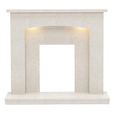 FLARE Isabelle 45" Manila Micro Marble Fireplace Surround With Undermantel Lighting