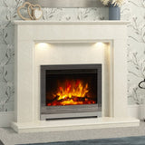 FLARE Madalyn 52" Micro Marble Electric Fireplace With FLARE Beam 22" Black Nickel Electric Fire In A Room Setting