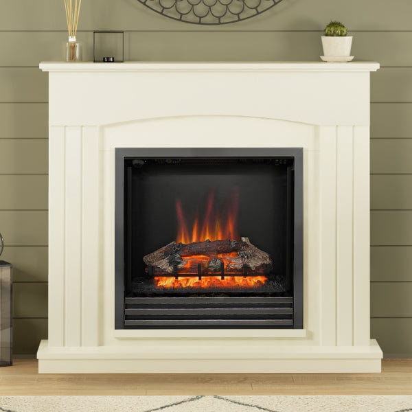 FLARE 44" Linmere Electric Fireplace In Soft White Finish With Widescreen Black Nickel Electric Fire