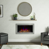 FLARE Avella 34" Inset Wall Mounted Electric Fire In A Brushed Steel Finish In A Room Setting