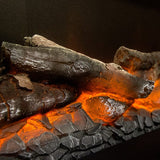 Realistic Glowing Log Bed Of FLARE Elyce Grande 55" Wall Mounted Electric Fire