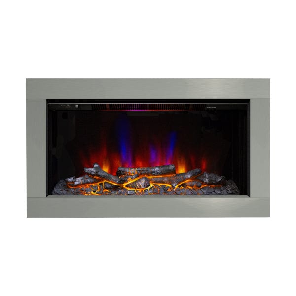 FLARE Avella 34" Inset Wall Mounted Electric Fire In A Brushed Steel Finish