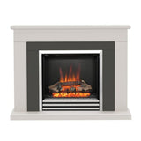 FLARE Preston 46" Timber Electric Fireplace In Matt Cashmere Finish With Widescreen Chrome Electric Fire