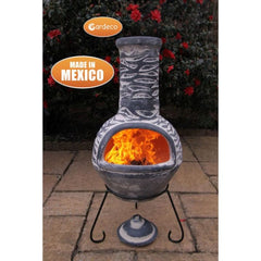 Gardeco Large Olas Mexican Chiminea In Bluey Grey | SKU: C21O.07 | Barcode: 5031599035154 