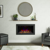 FLARE Avella 34" Inset Wall Mounted Electric Fire In Matt Black Finish In A Room Setting