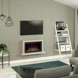 FLARE 43" Elyce Wall Mounted Electric Fire In A Room Setting With TV Above It