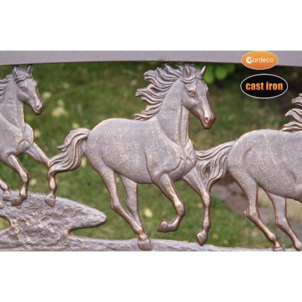 Gardeco Steel Framed Cast Iron Bench With Horses | SKU: BENCH-HORSES | Barcode: 5031599039435