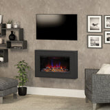 FLARE Albali 38" Wall Mounted Electric Fire In Anthracite Finish In A Room Setting With TV Above