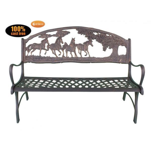 Gardeco Country Cast Iron Bench With Horses And Tree | SKU: BENCH-COUNTRY | Barcode: 5031599039442
