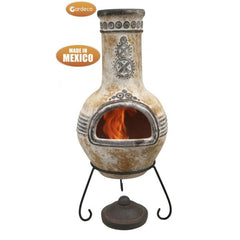 Gardeco Large Azteca Mexican Clay Chiminea In Yellow | SKU: C21AZ.01 | Barcode: 5031599031026