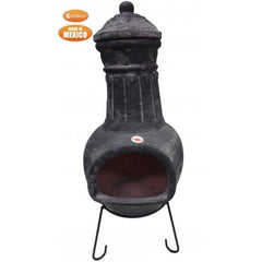 Gardeco Extra Large Mexican Hoja (Leaf) Chiminea In Grey & Green | SKU: C5H.73 | Barcode: 5031599050621