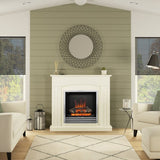 FLARE 44" Linmere Electric Fireplace In Soft White Finish With Widescreen Chrome Electric Fire In A Room Setting