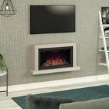 FLARE 43" Elyce Wall Mounted Electric Fire In A Room Setting With TV Above It