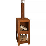 Esschert Design Rust Outdoor Fireplace With Firewood Storage | SKU: 421282 | UPC: 8714982142031