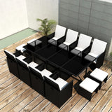 VidaXL Black Poly Rattan 13 Piece Outdoor Dining Set With Cushions | SKU: 42599 | UPC: 8718475502043