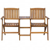vidaXL Folding Garden Bench With Tea Table 140 cm Solid Acacia Wood | SKU: 42654 | Barcode: 8718475502593