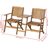 vidaXL Folding Garden Bench With Tea Table 140 cm Solid Acacia Wood | SKU: 42654 | Barcode: 8718475502593
