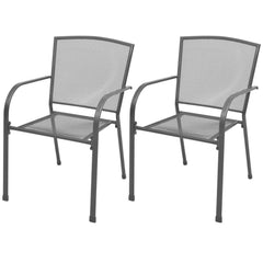 vidaXL Stackable Garden Chairs 2 pcs Steel Grey | SKU: 42705 | Barcode: 8718475503101
