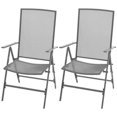 vidaXL Stackable Garden Chairs 2 pcs Steel Grey | SKU: 42716 | Barcode: 8718475503217