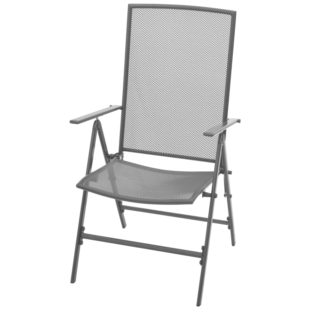 vidaXL Stackable Garden Chairs 2 pcs Steel Grey | SKU: 42716 | Barcode: 8718475503217